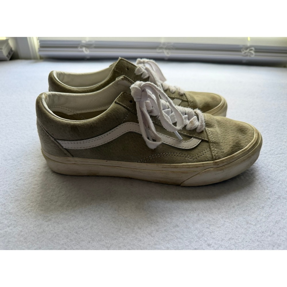 Vans‎ Old Skool Suede Sneakers Sage Green White Low Top Womens 9 Mens 7.5